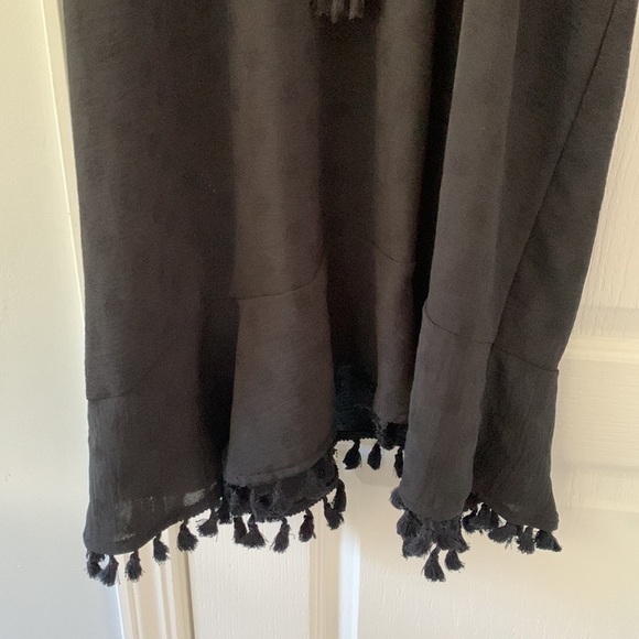 Bari by swimwear black sheer‎ cover up tassels ruffle size M - Picture 6 of 12
